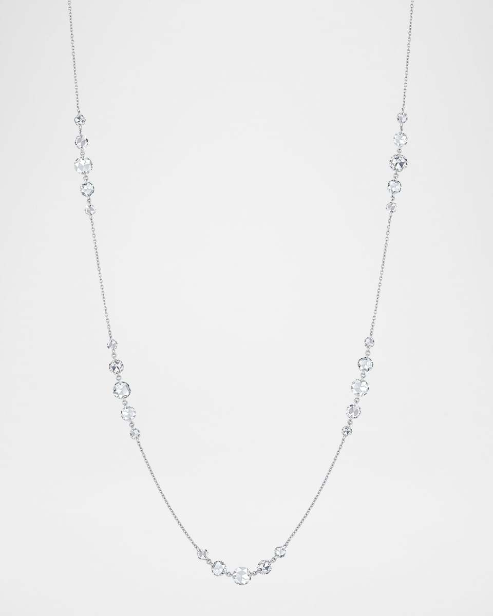 18K White Gold Ethereal Diamond Station Necklace, 3.70tcw